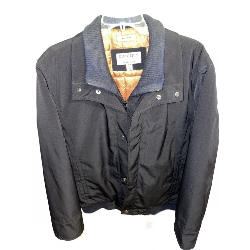 Concepts By Claiborne Outdoor Jacket Men’s Size Medium Black Full Zip Poly Tech